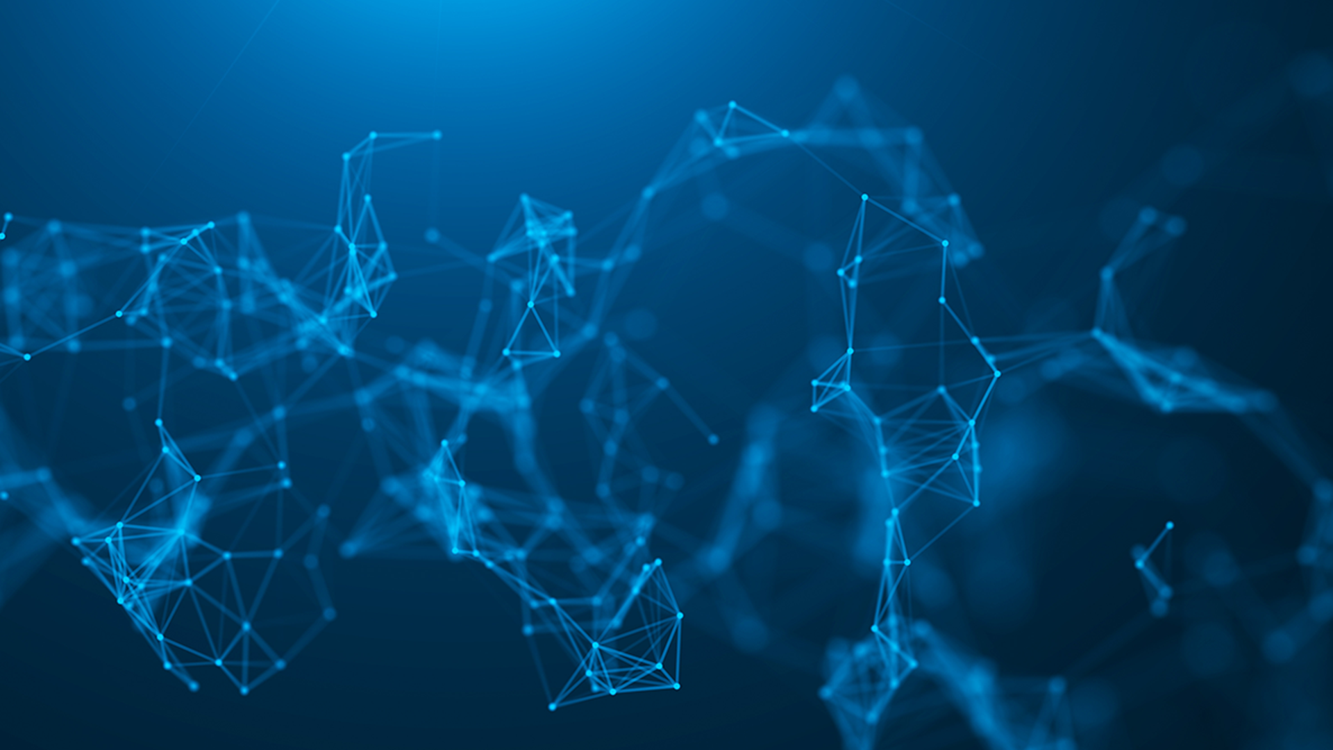 Das Bild stellt ein abstraktes, digital generiertes Netzwerk mit miteinander verbundenen Punkten und Linien dar. Es hat ein modernes und technologisches Aussehen, das oft in der Darstellung von Datenverbindungen oder Netzwerken verwendet wird.